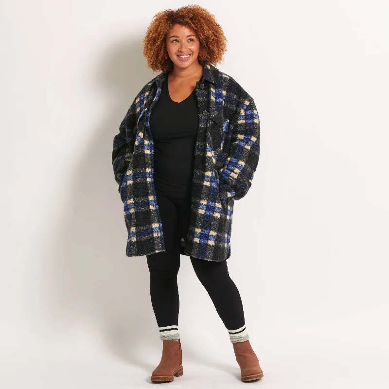 mySTYLE Women's Plus Lined Plaid Shacket