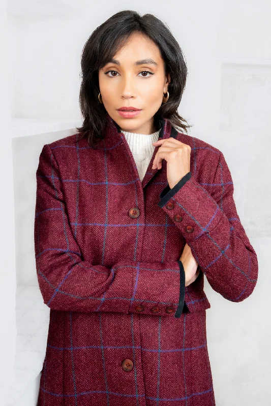 Pamela Tweed Coat - Rose Herringbone Check