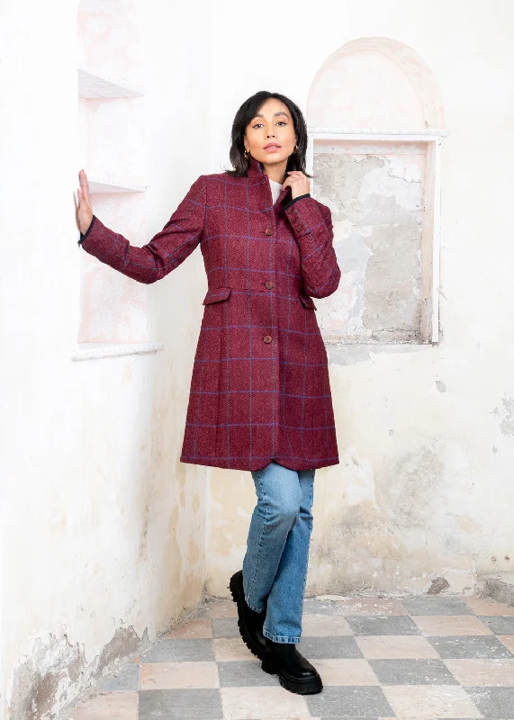 Pamela Tweed Coat - Rose Herringbone Check