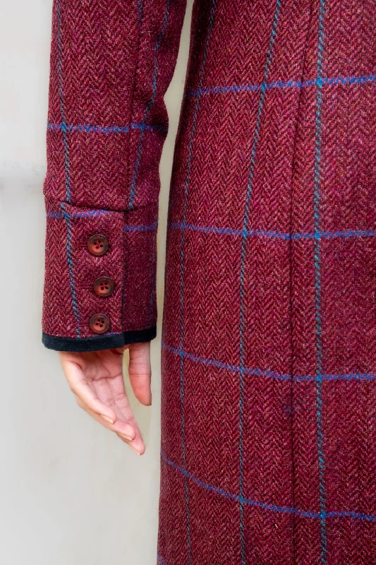 Pamela Tweed Coat - Rose Herringbone Check