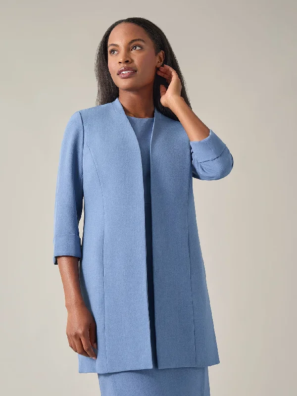 Plus Rolled-Sleeve Topper Coat, Iconic Stretch Crepe