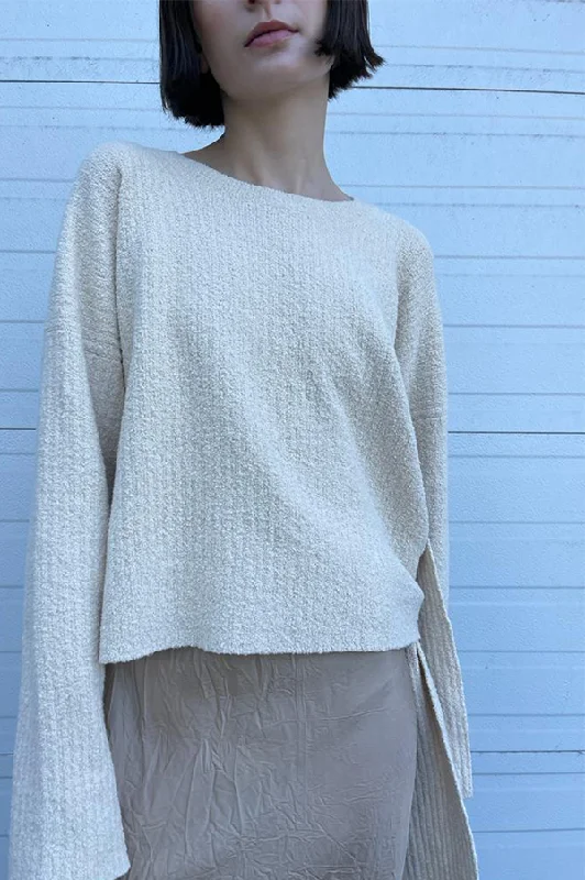 Rib Sash Pullover in Natural