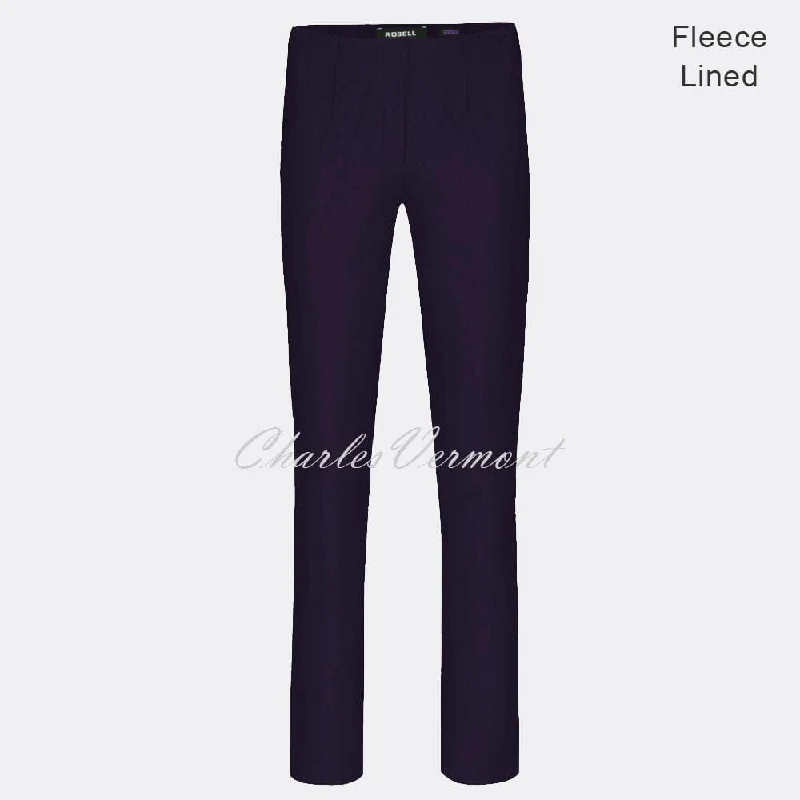 Robell Marie Full Length Trouser 51412-54025-590 – Fleece Lined (Dark Purple)