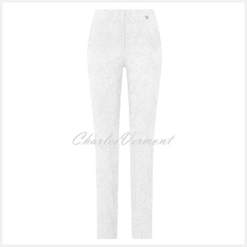 Robell Marie – Full Length Trouser 51412-54401-10 (White Leaf Jacquard)