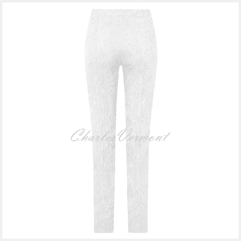 Robell Marie – Full Length Trouser 51412-54401-10 (White Leaf Jacquard)