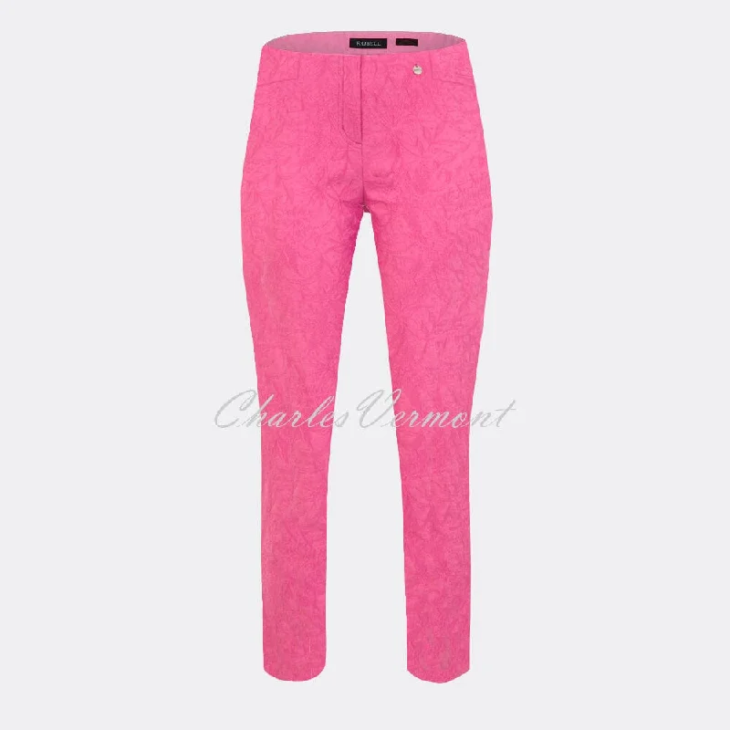 Robell Rose 09 – 7/8 Cropped Super Slim Trouser 51527-54401-430 (Pink Leaf Jacquard)