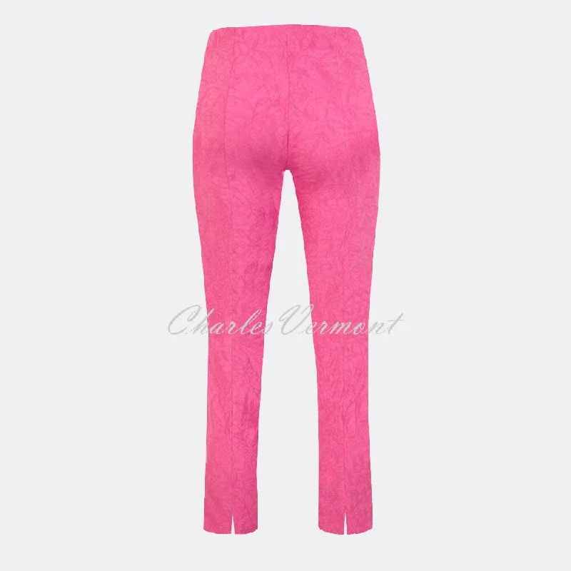 Robell Rose 09 – 7/8 Cropped Super Slim Trouser 51527-54401-430 (Pink Leaf Jacquard)