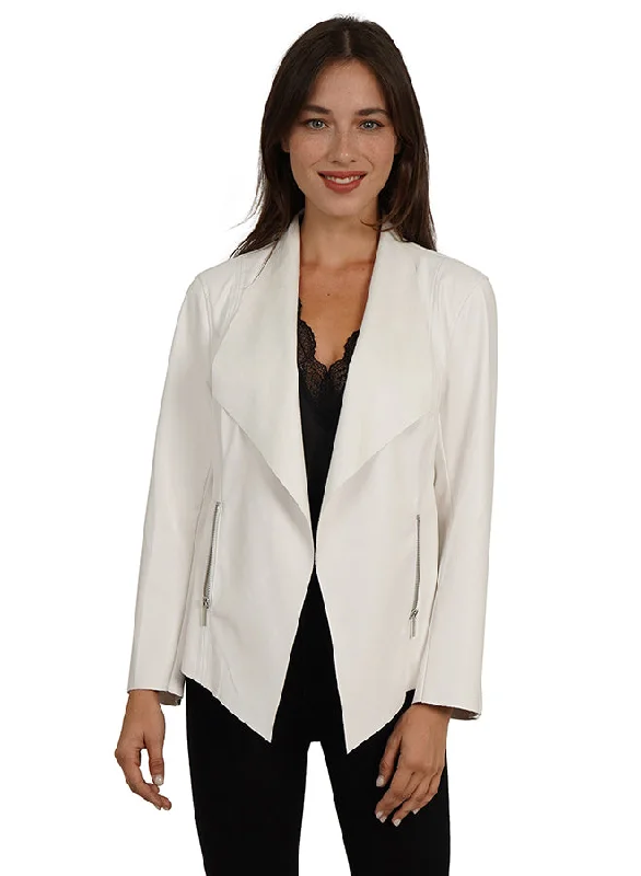 Ronni Vegan White Leather Drape Jacket