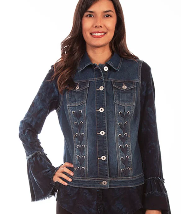 Women's Denim Vest with Lacing