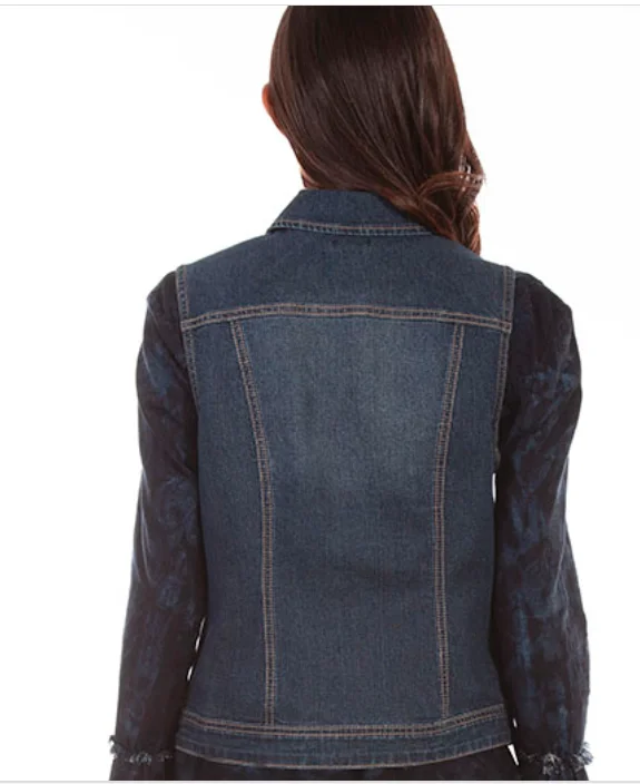 Women's Denim Vest with Lacing