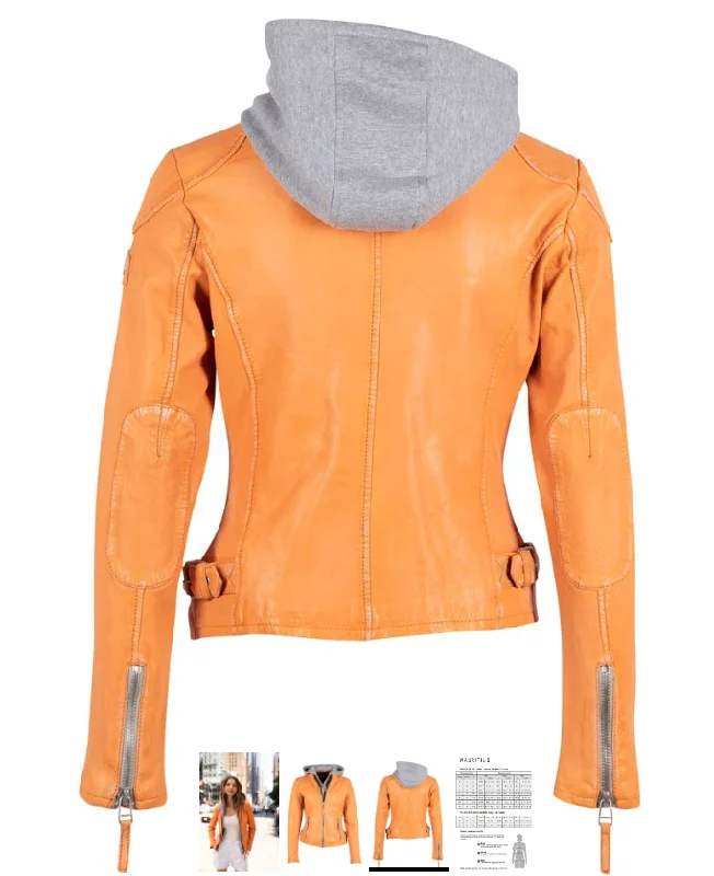 Women's Mauritius Finja Apricot Crush Leather Jacket