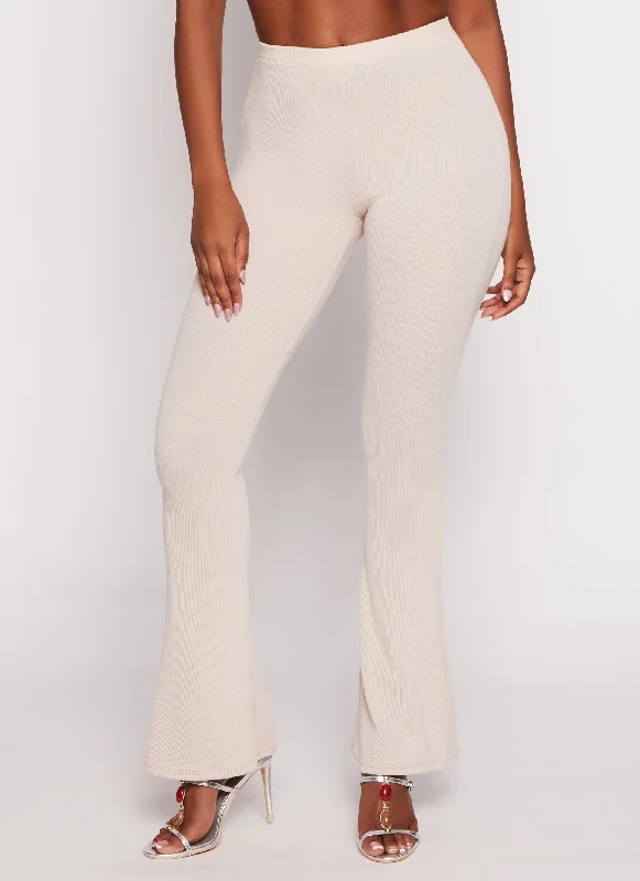 Ribbed High Waist Flare Pants