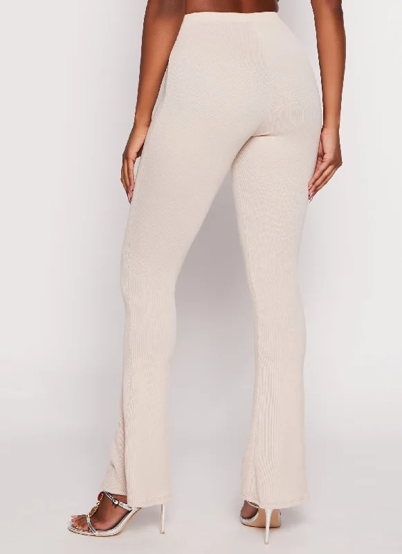 Ribbed High Waist Flare Pants