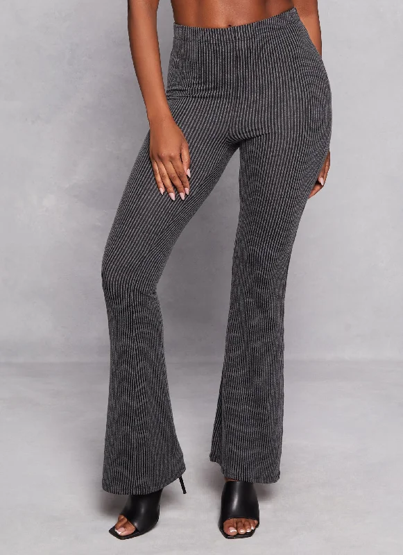 Almost Famous Ribbed Knit High Waist Flare Pants