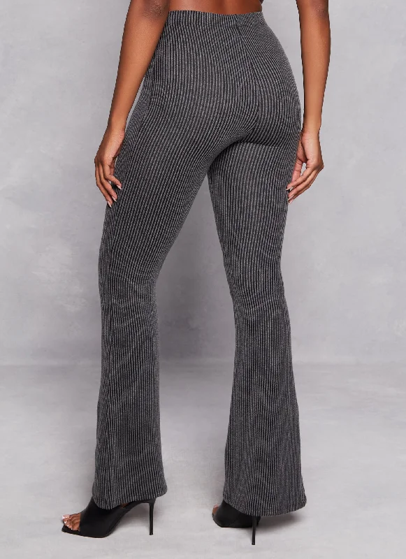 Almost Famous Ribbed Knit High Waist Flare Pants