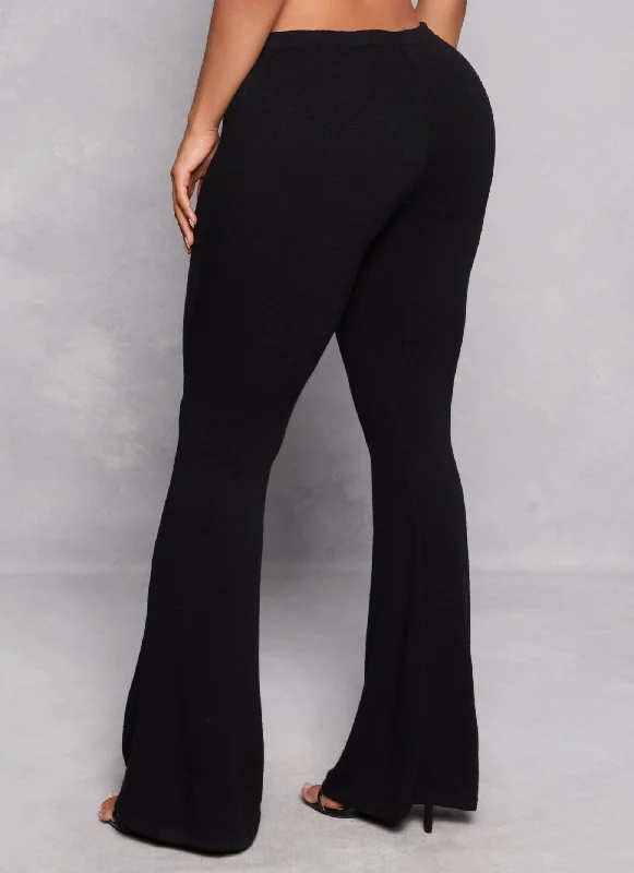 High Waisted Pull On Flare Pants