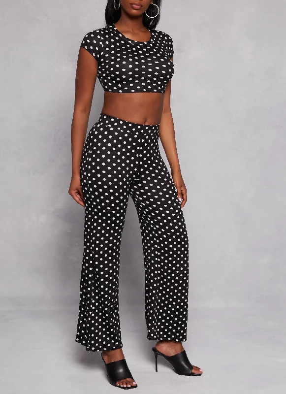 Polka Dot High Waist Flare Pants