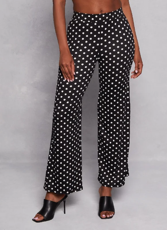 Polka Dot High Waist Flare Pants