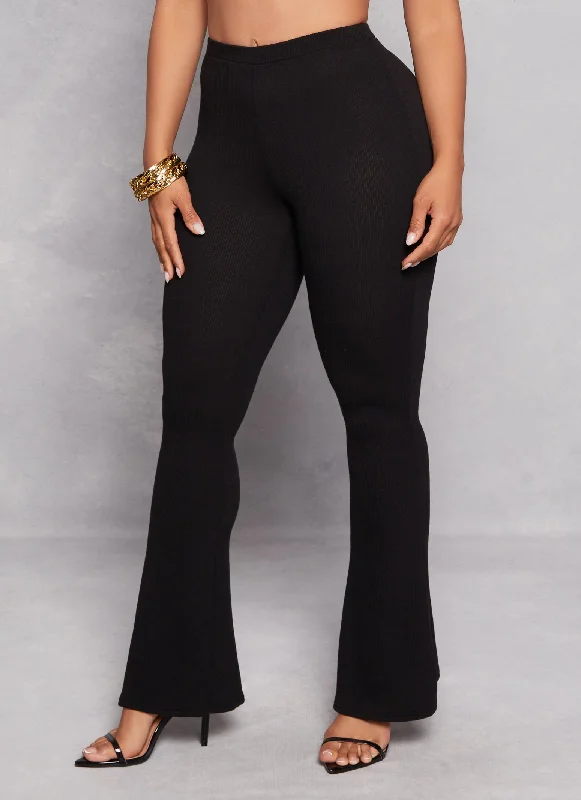 Ribbed High Waist Flare Pants