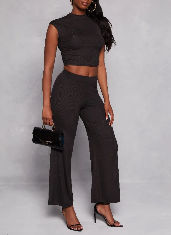 Ribbed Knit Flare Pants