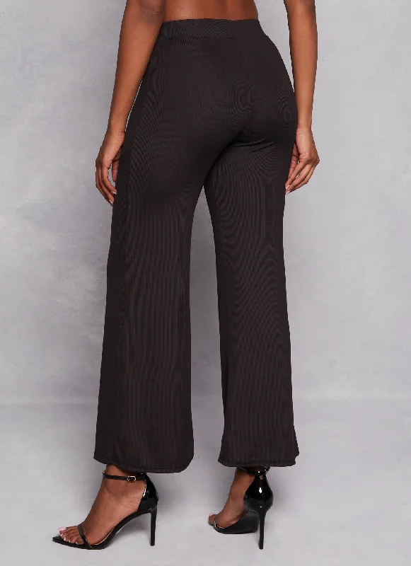 Ribbed Knit Flare Pants