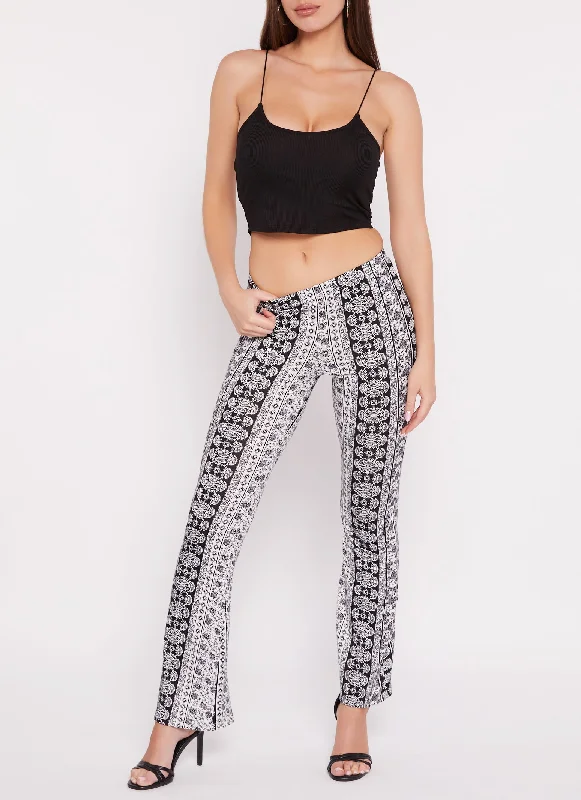 Floral Border Print Boho Pants