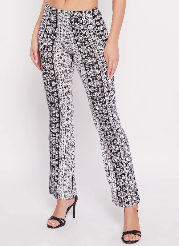 Floral Border Print Boho Pants