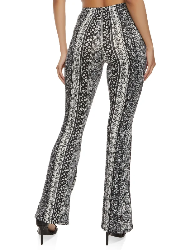 Mixed Print Boho Flare Pants