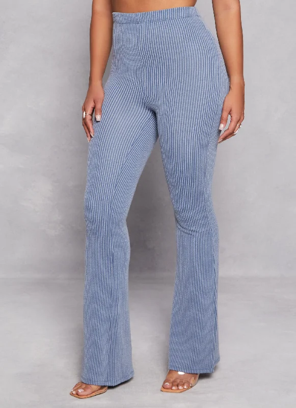 Almost Famous Ribbed Knit High Waist Flare Pants