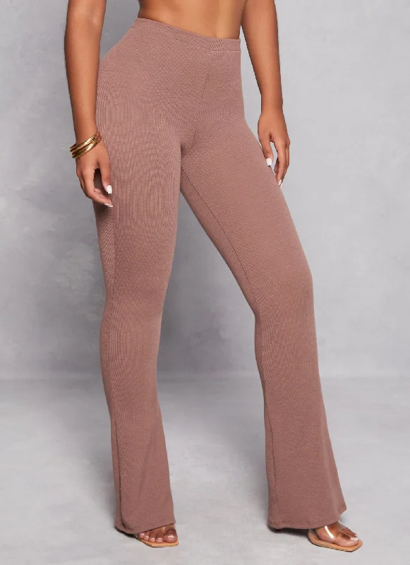 Ribbed High Waist Flare Pants