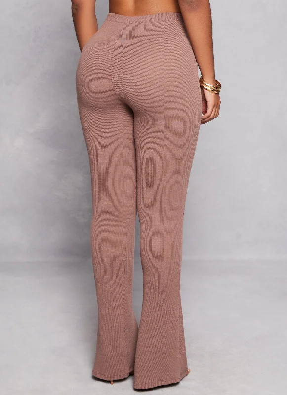 Ribbed High Waist Flare Pants