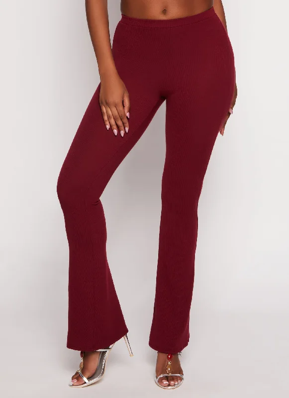 Ribbed High Waist Flare Pants