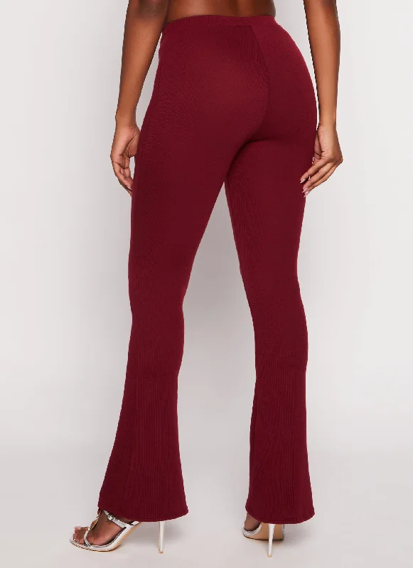 Ribbed High Waist Flare Pants