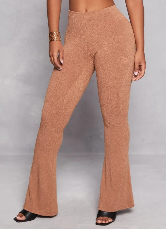 High Waisted Pull On Flare Pants