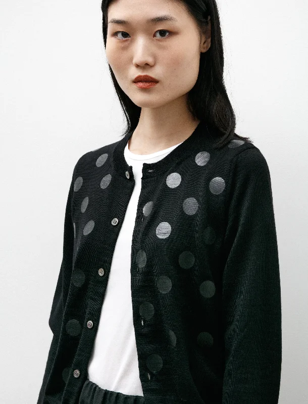 Laminated Dot Cardigan Black