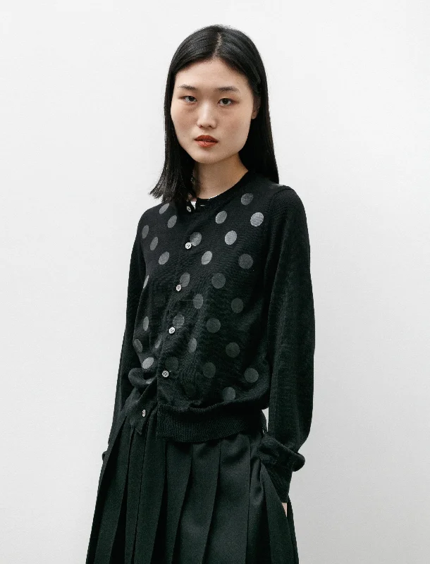 Laminated Dot Cardigan Black