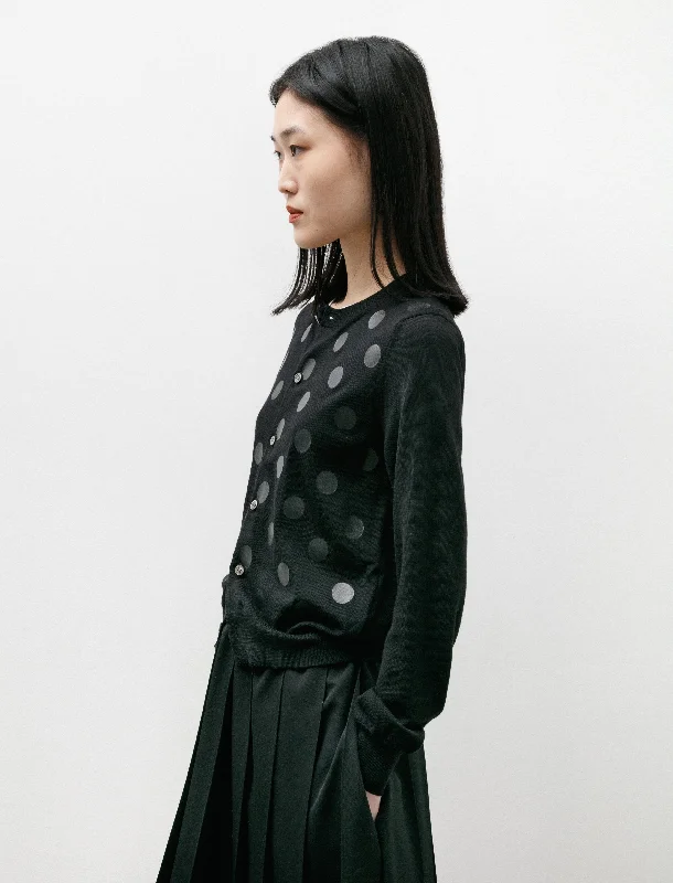 Laminated Dot Cardigan Black