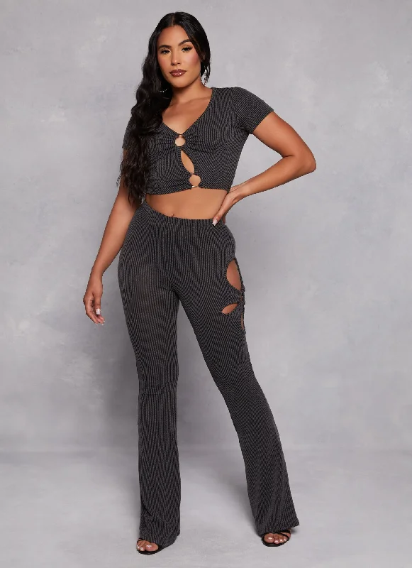 O Ring Side Cut Out High Waist Pants