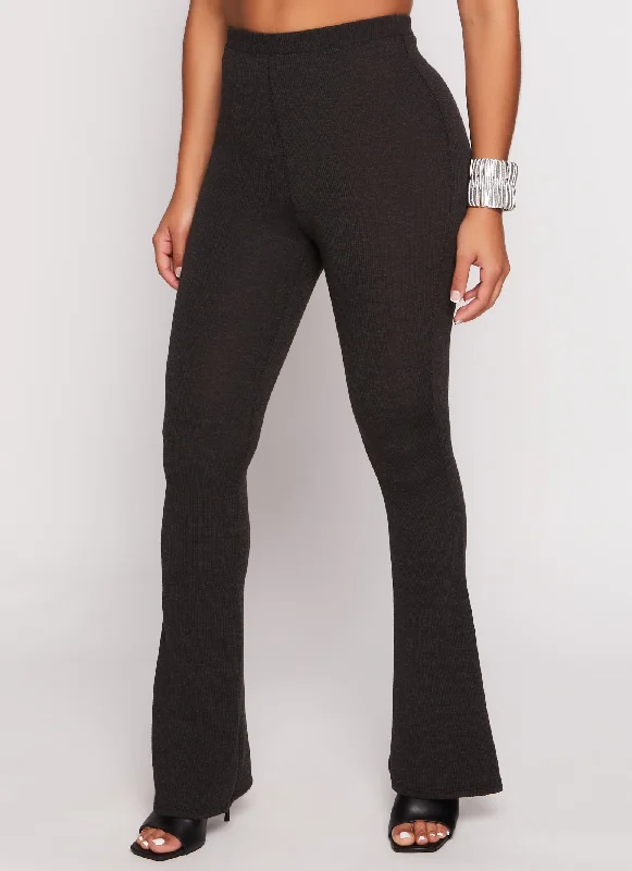 Ribbed High Waist Flare Pants