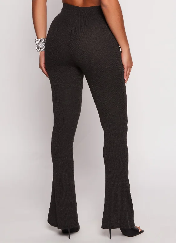 Ribbed High Waist Flare Pants