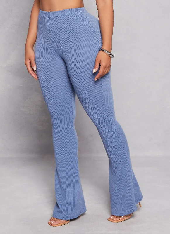 Ribbed High Waist Flare Pants