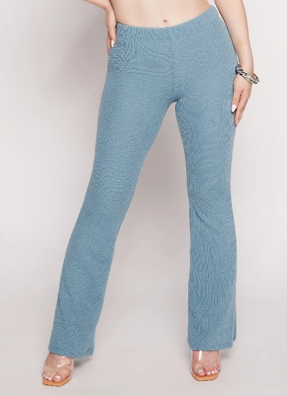 Ribbed Knit Flared Pants