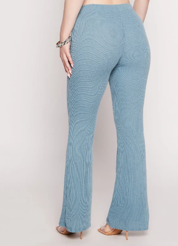 Ribbed Knit Flared Pants