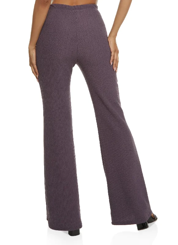 Textured Knit High Waist Flare Pants