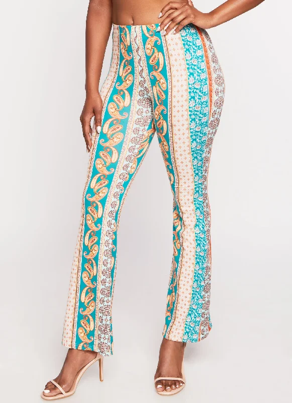 Floral Border Print Boho Pants