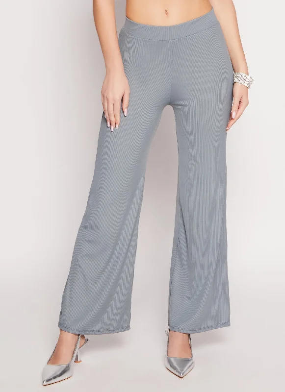 Ribbed Knit Flare Pants