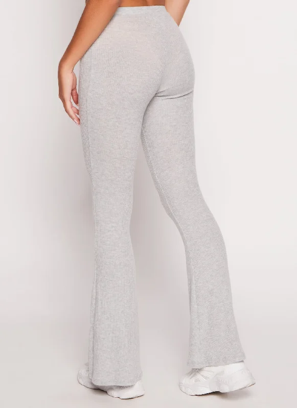 Brushed Rib Knit Flared Pants