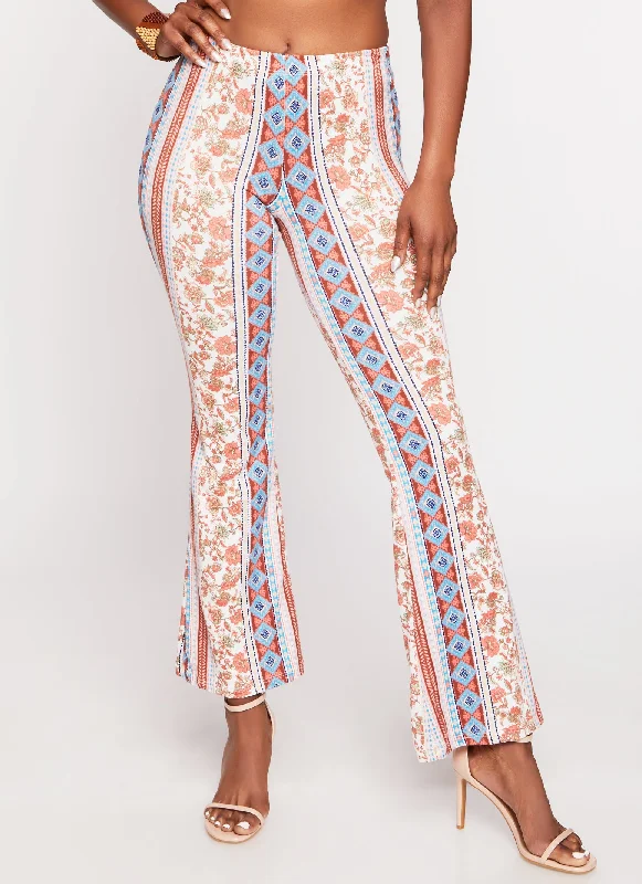 Floral Border Print Boho Pants