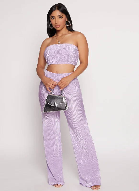 Plisse Flare Pants