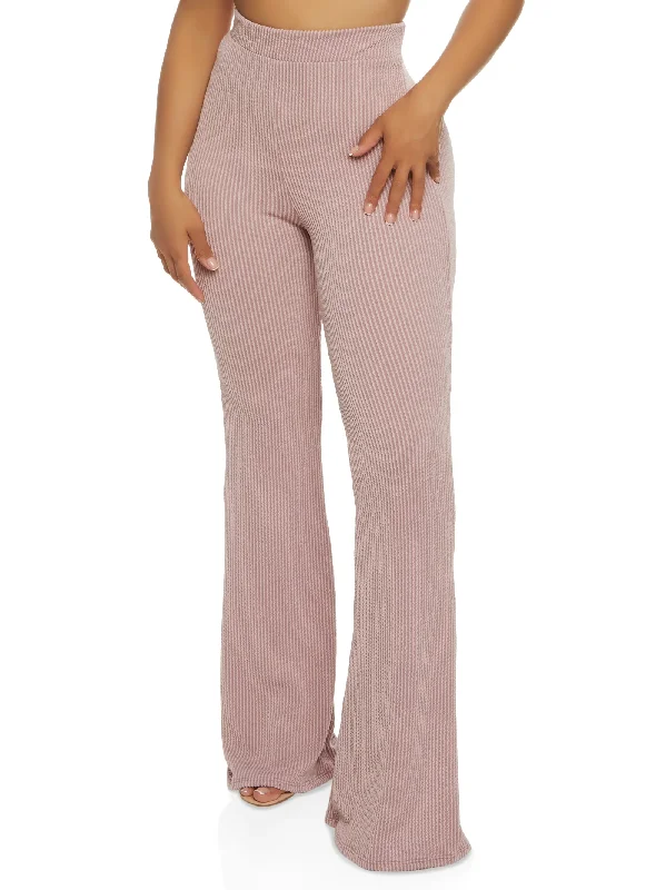 Ribbed High Waisted Flare Pants